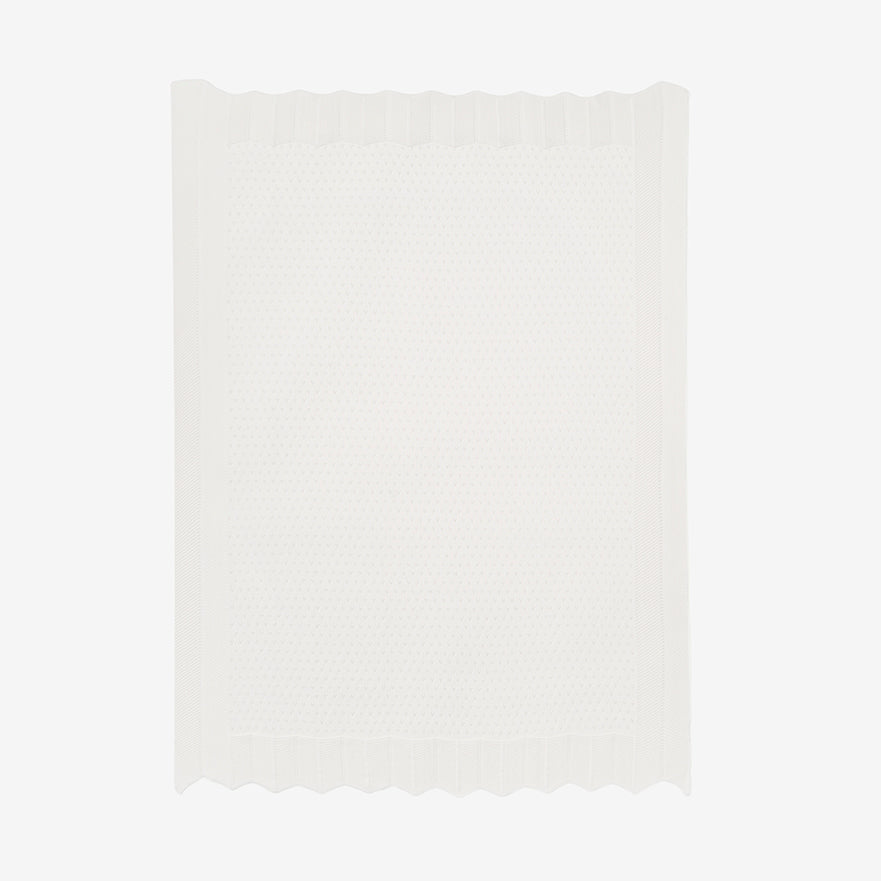 Cream Pointelle Cotton Knit Baby Blanket
