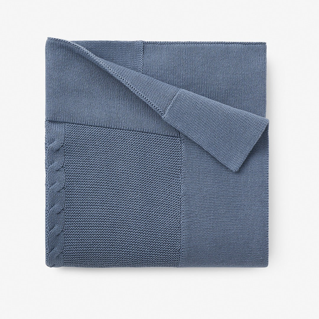 Slate Cable Garter Knit Baby Blanket