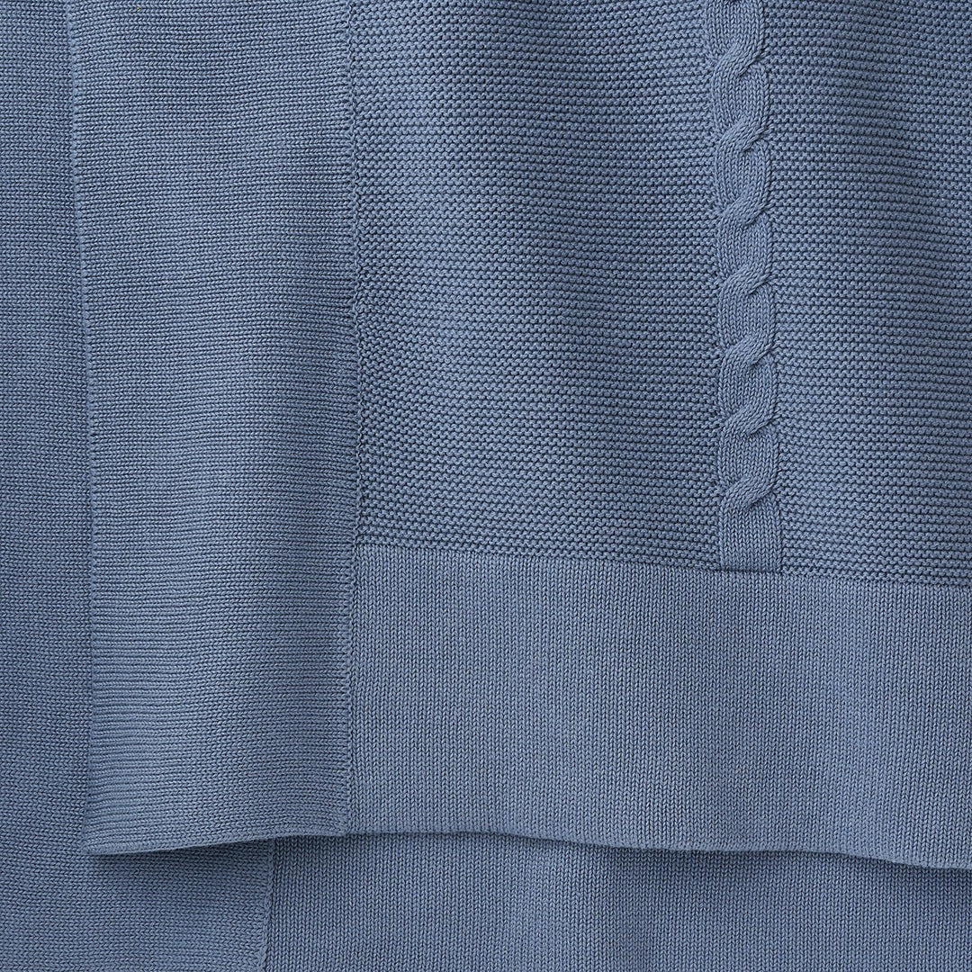 Slate Cable Garter Knit Baby Blanket