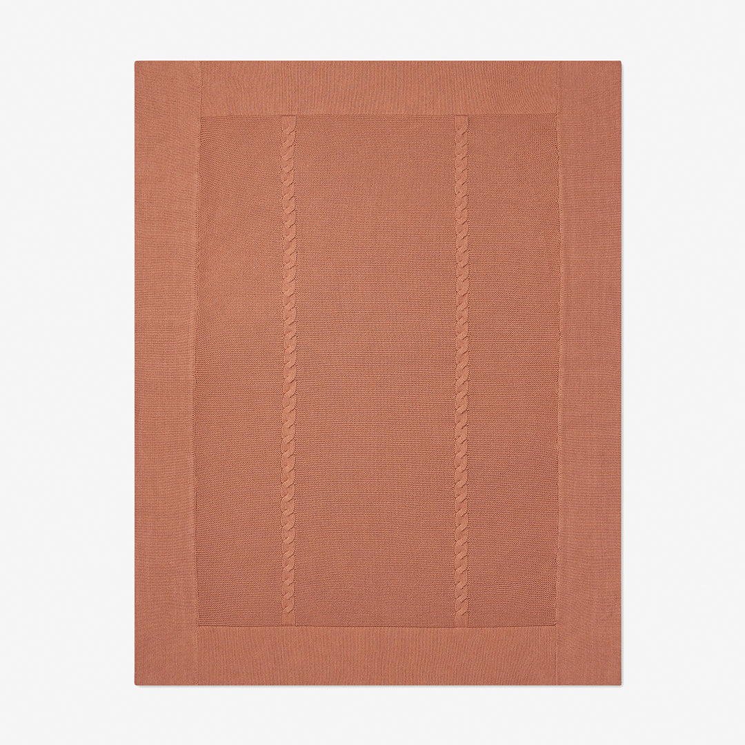 Rust Cable Garter Knit Baby Blanket