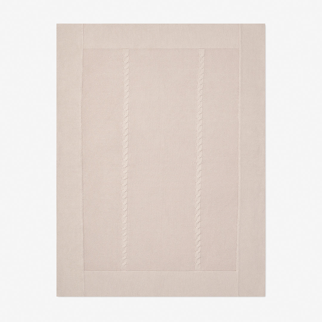 Taupe Cable Garter Knit Baby Blanket