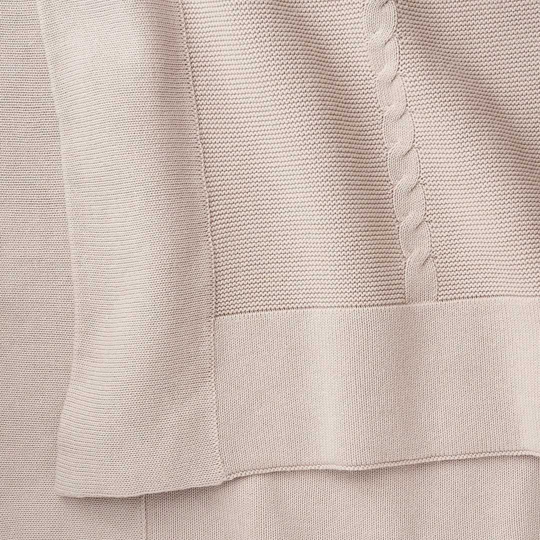 Taupe Cable Garter Knit Baby Blanket