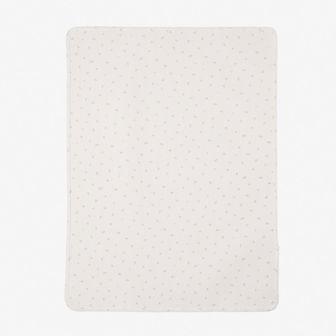 White Floral Organic Cotton Pointelle Baby Blanket