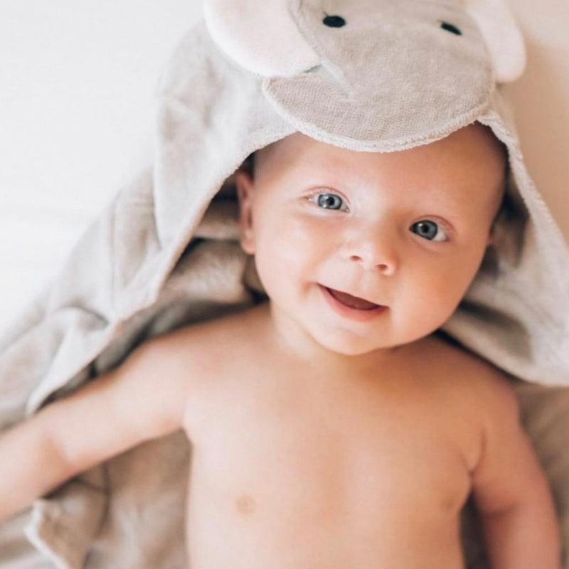 Gray Elephant Hooded Baby Bath Wrap