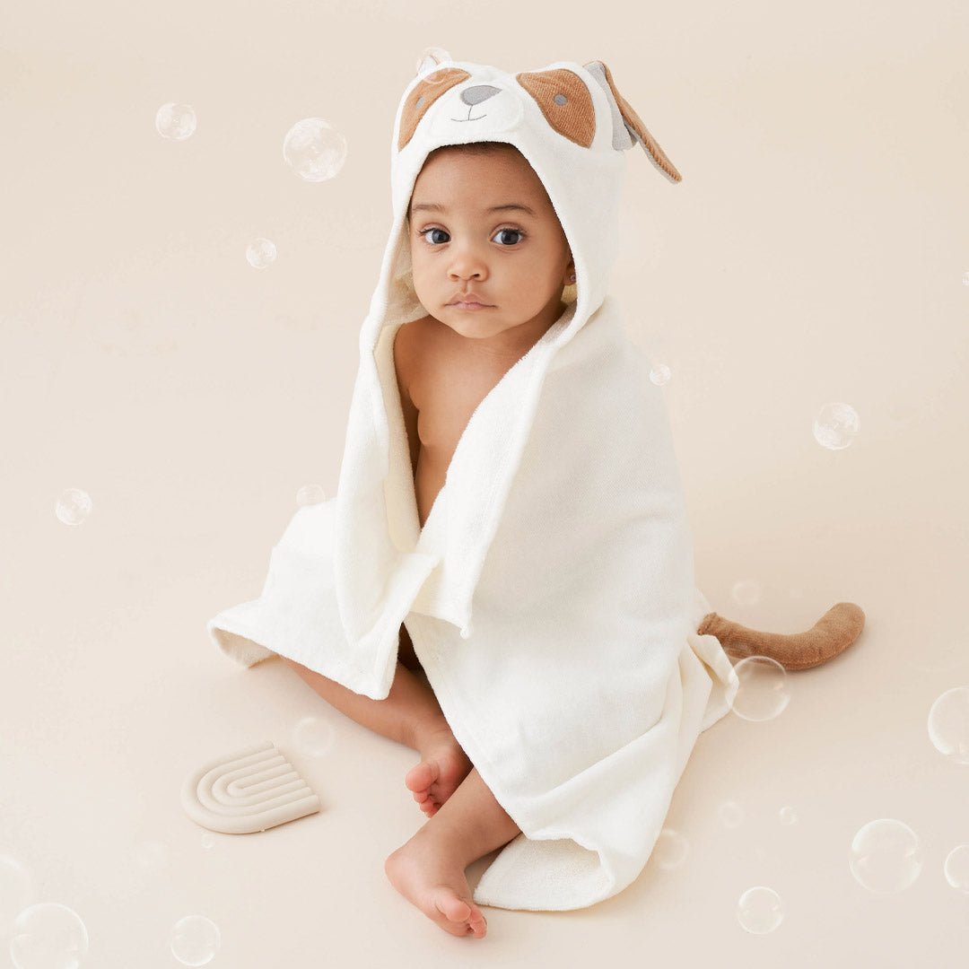 Tan Puppy Hooded Baby Bath Wrap