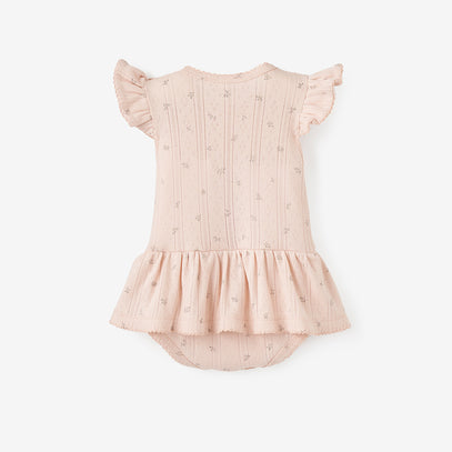 Blush Floral Organic Cotton Pointelle Baby Bubble Romper