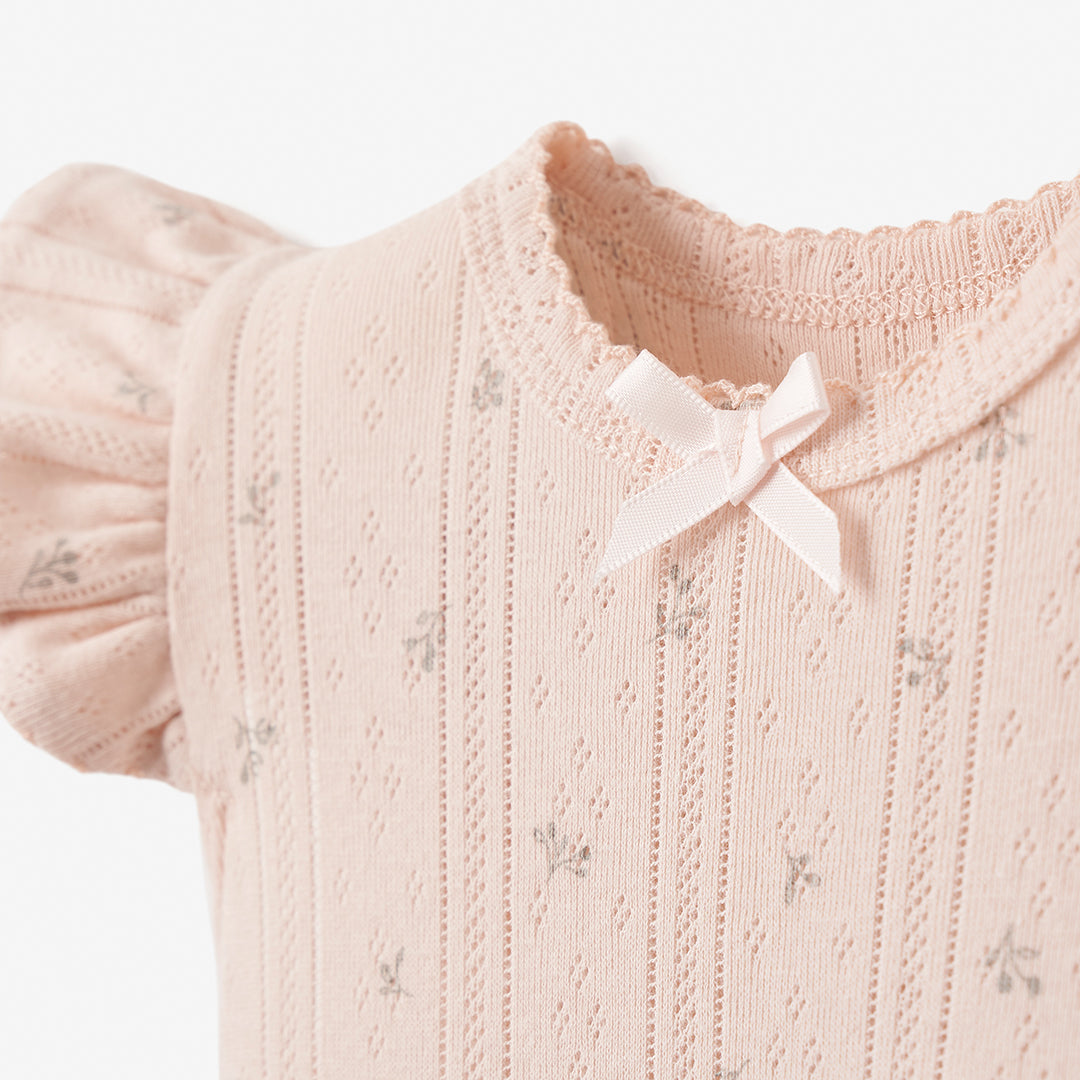Blush Floral Organic Cotton Pointelle Baby Bubble Romper