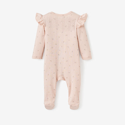 Blush Floral Organic Cotton Pointelle Baby Jumpsuit
