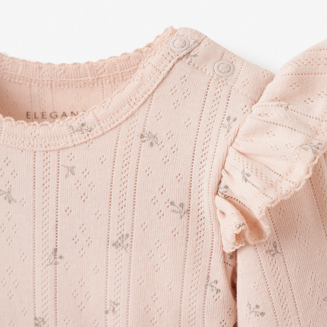 Blush Floral Organic Cotton Pointelle Baby Jumpsuit