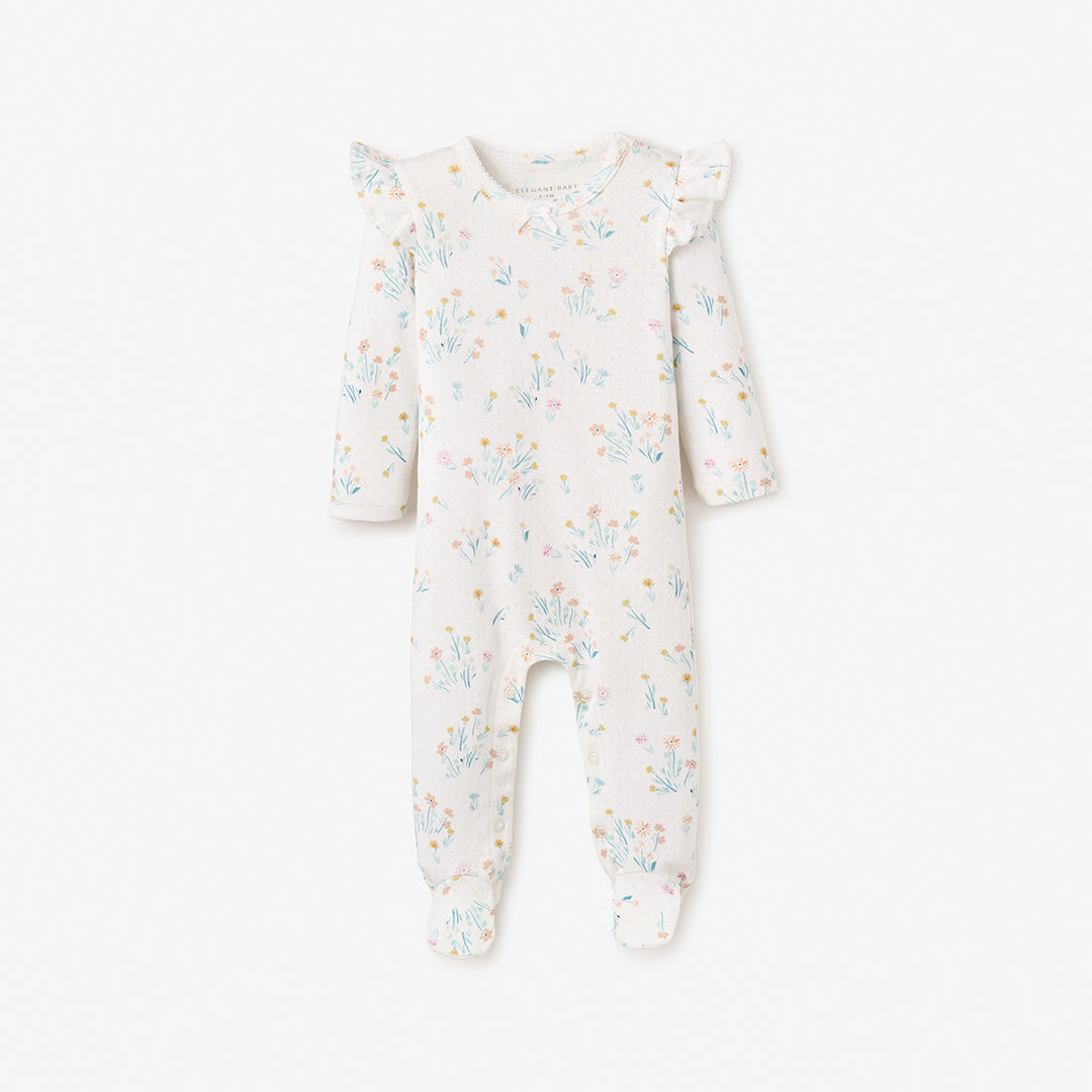 Meadow Flower Printed Organic Pointelle Jumpsuit