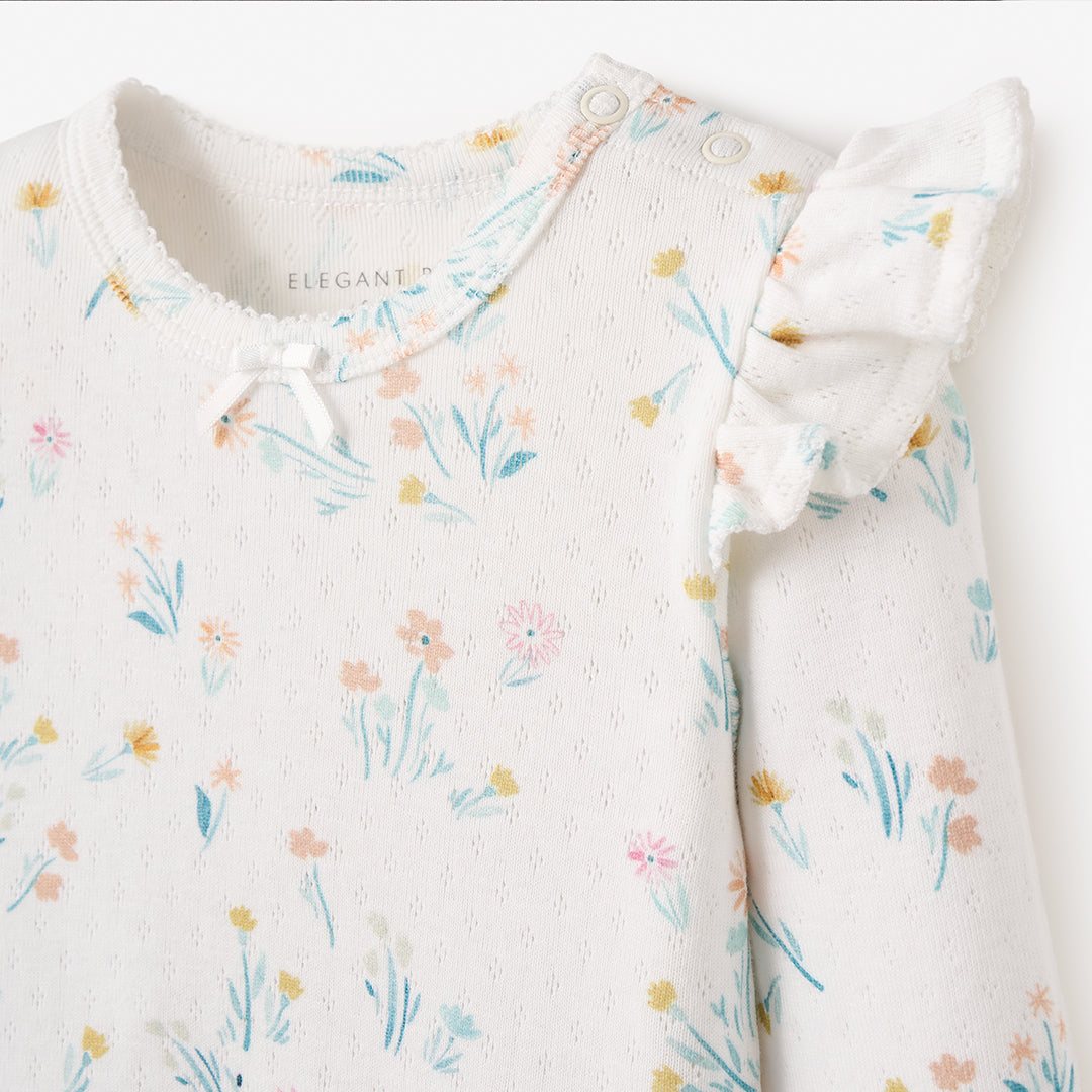 Meadow Flower Printed Organic Pointelle Jumpsuit