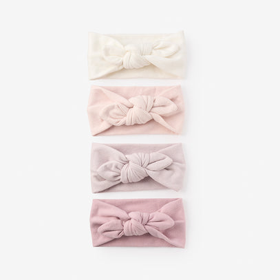 Brushed Cotton Knotted Bow Headband 4 Pack