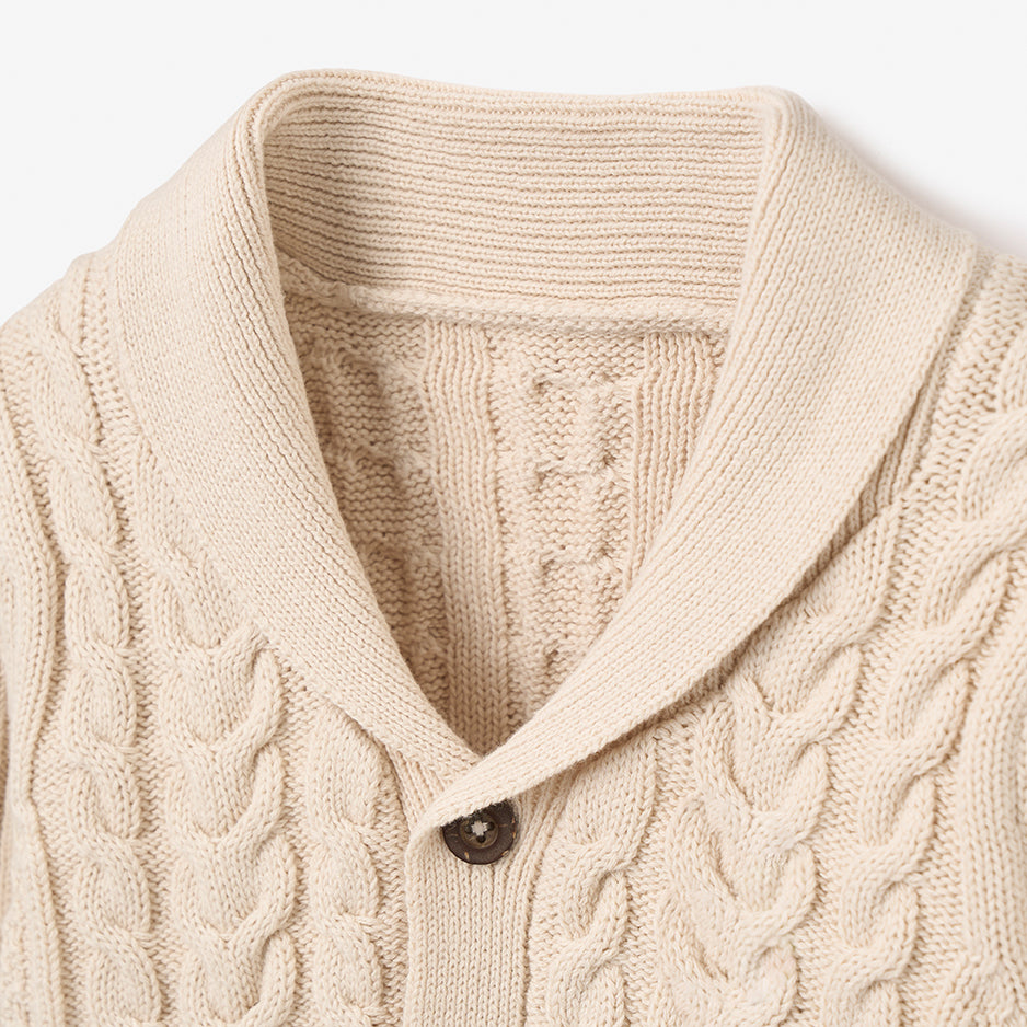 Rainy Day Horseshoe Cable Knit Baby Cardigan