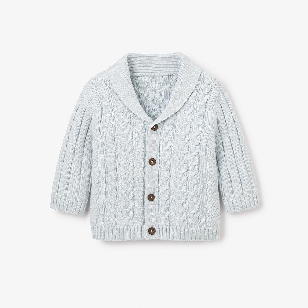 Pale Blue Horseshoe Cable Knit Baby Cardigan