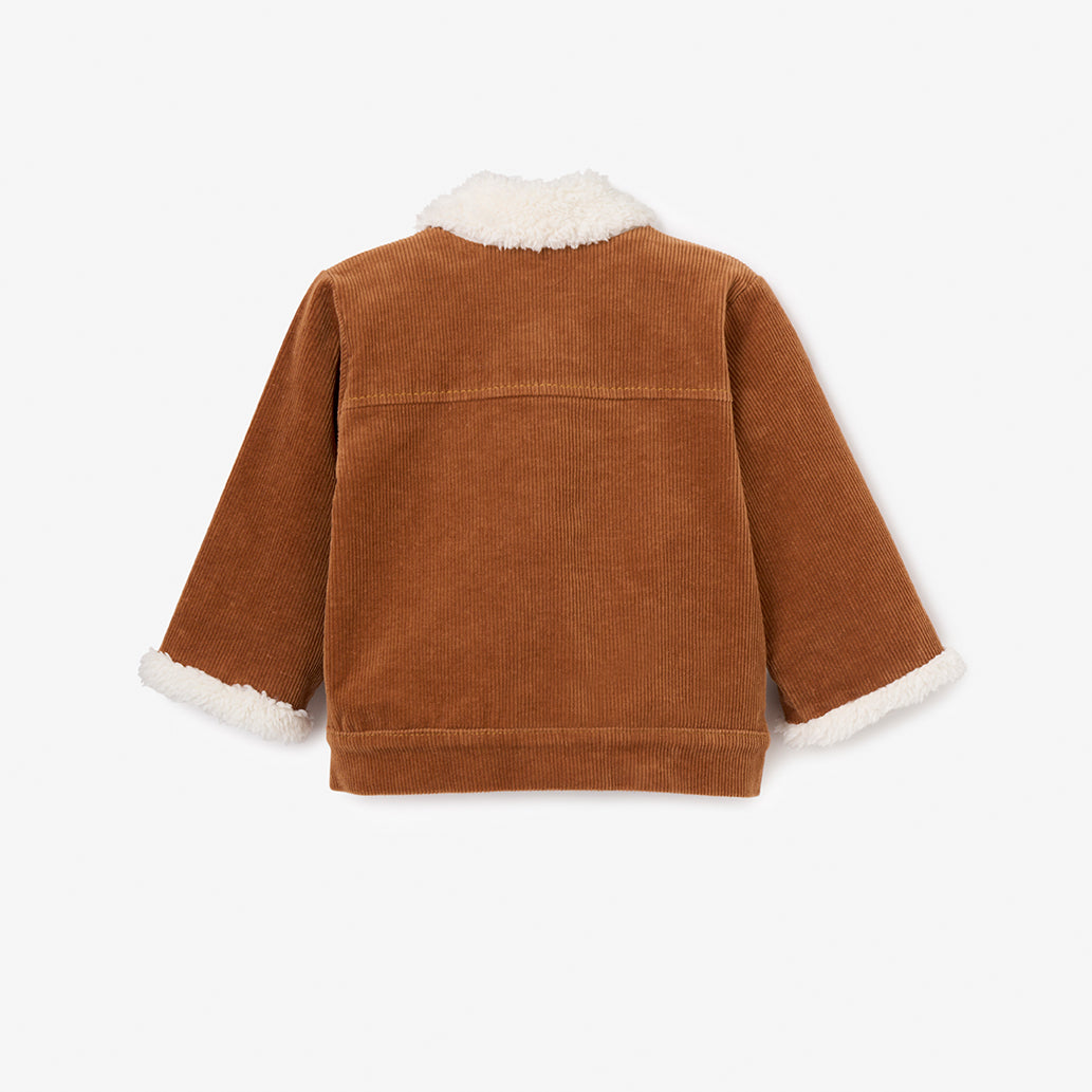 Rust Corduroy Jacket with Sherpa Trim