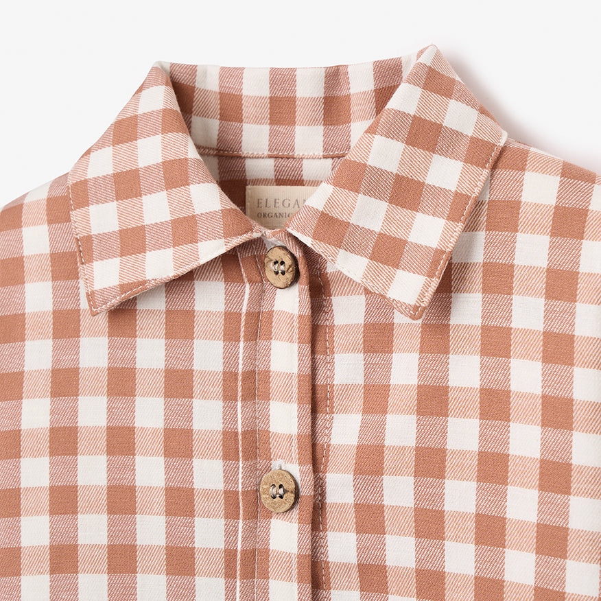 Rust Gingham Woven Button Down