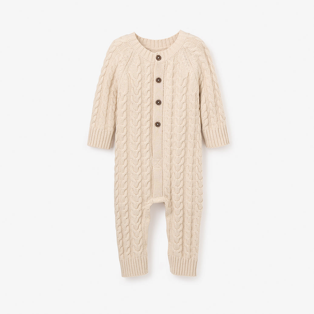 Rainy Day Horseshoe Cable Knit Baby Jumpsuit