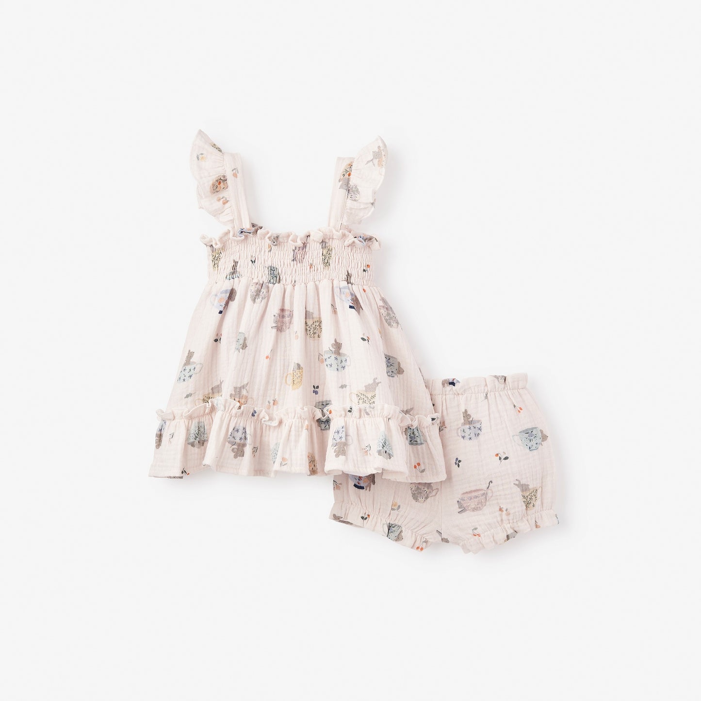 Tea Party Organic Muslin Smocked Dress w/ Bloomer