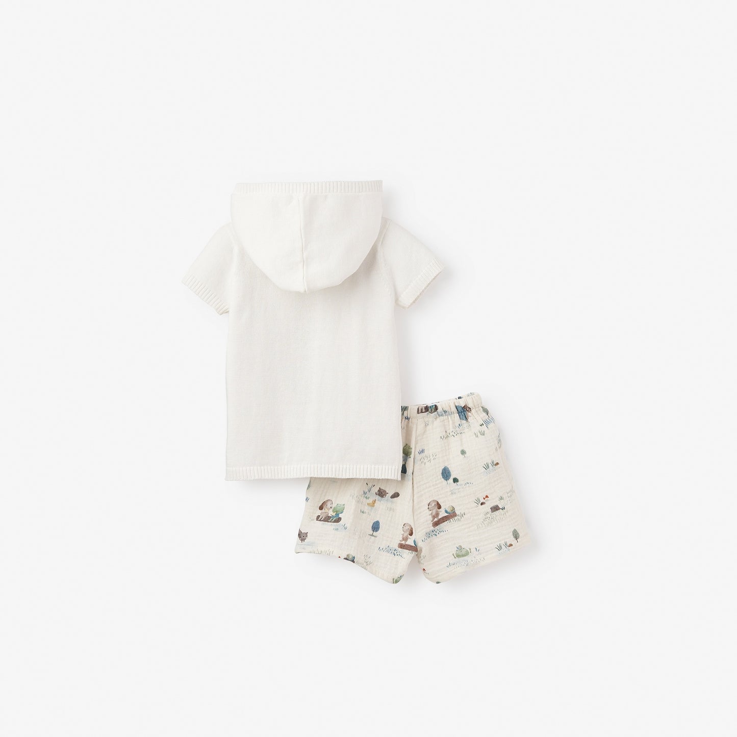 Pond Friends Hooded Pullover + Organic Muslin Short Set