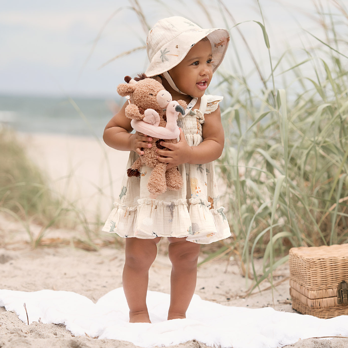 Seaside Safari Organic Muslin Smocked Dress w/ Bloomer