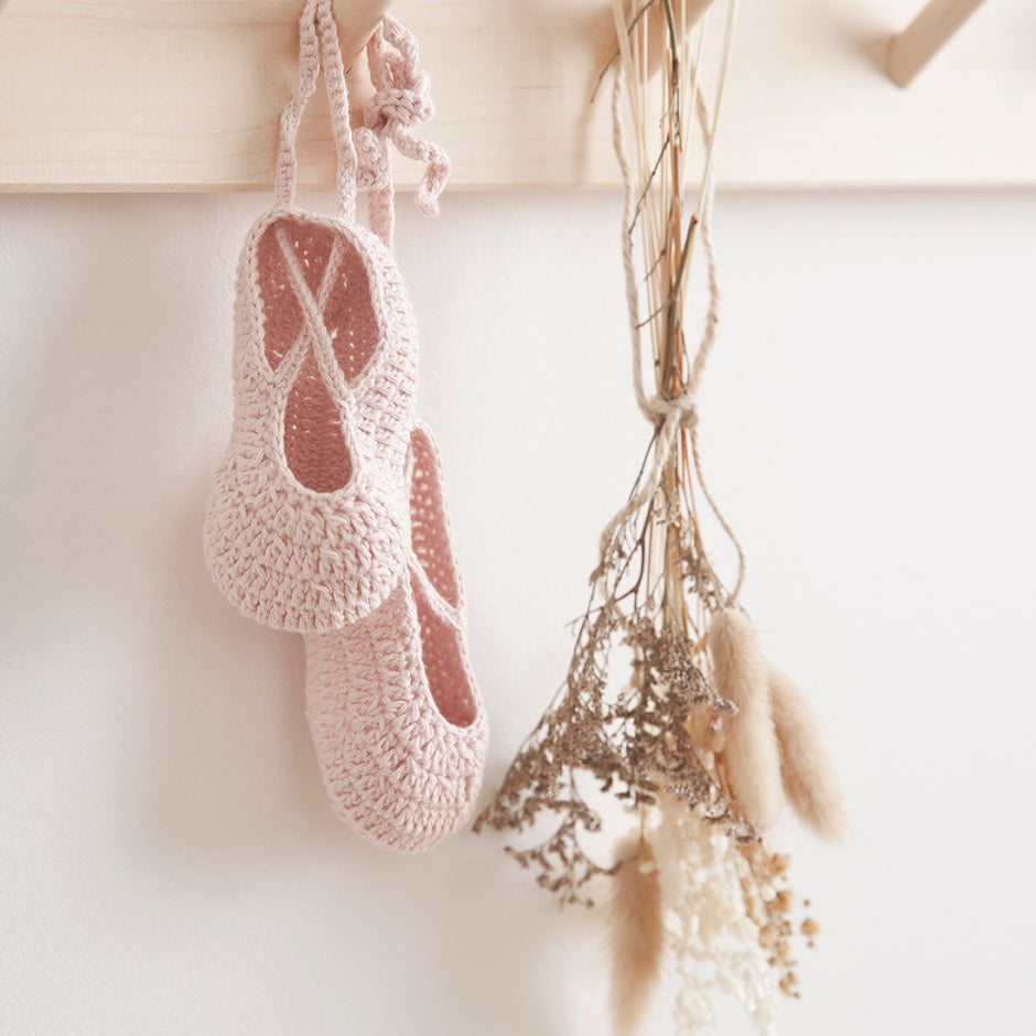 Pink Ballerina Hand Crocheted Baby Booties