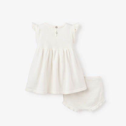 Tea Party Flutter Sleeve Knit Baby Dress