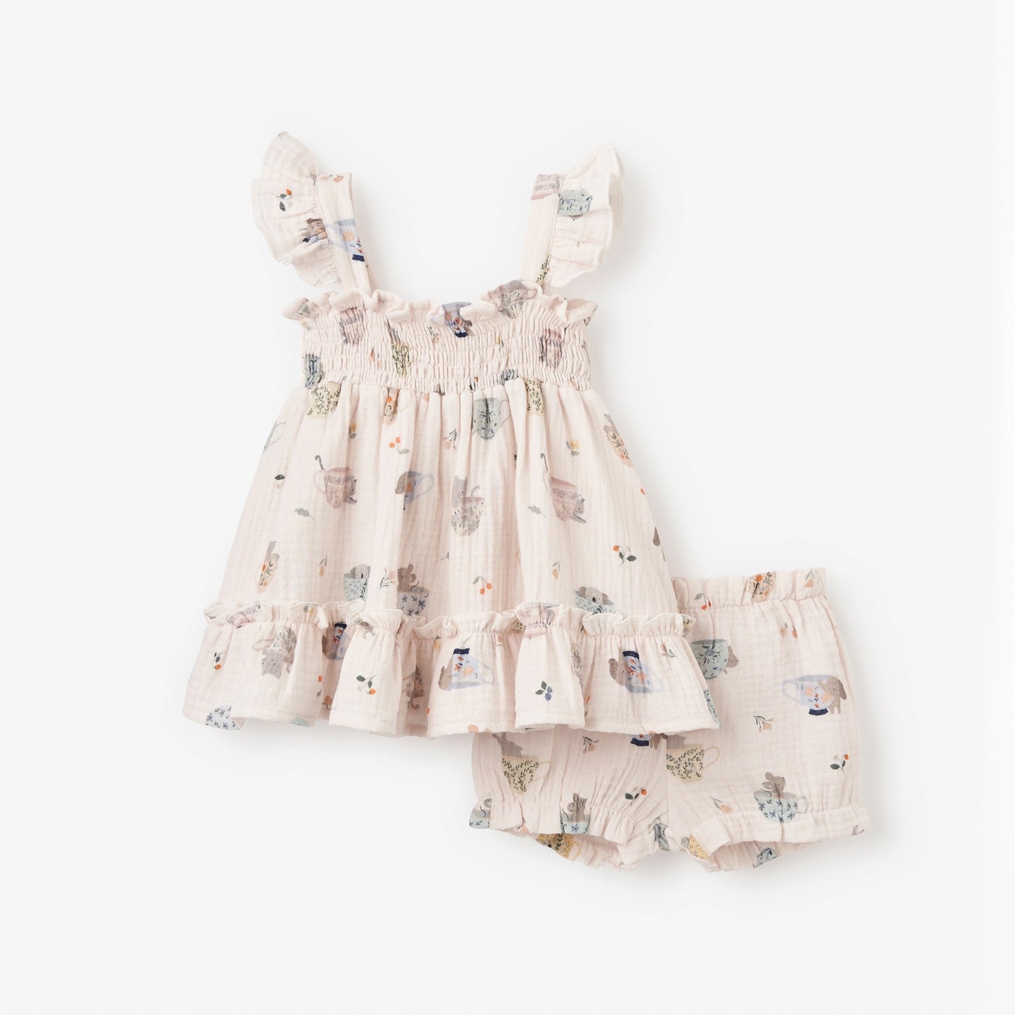 Tea Party Organic Muslin Smocked Dress w/ Bloomer