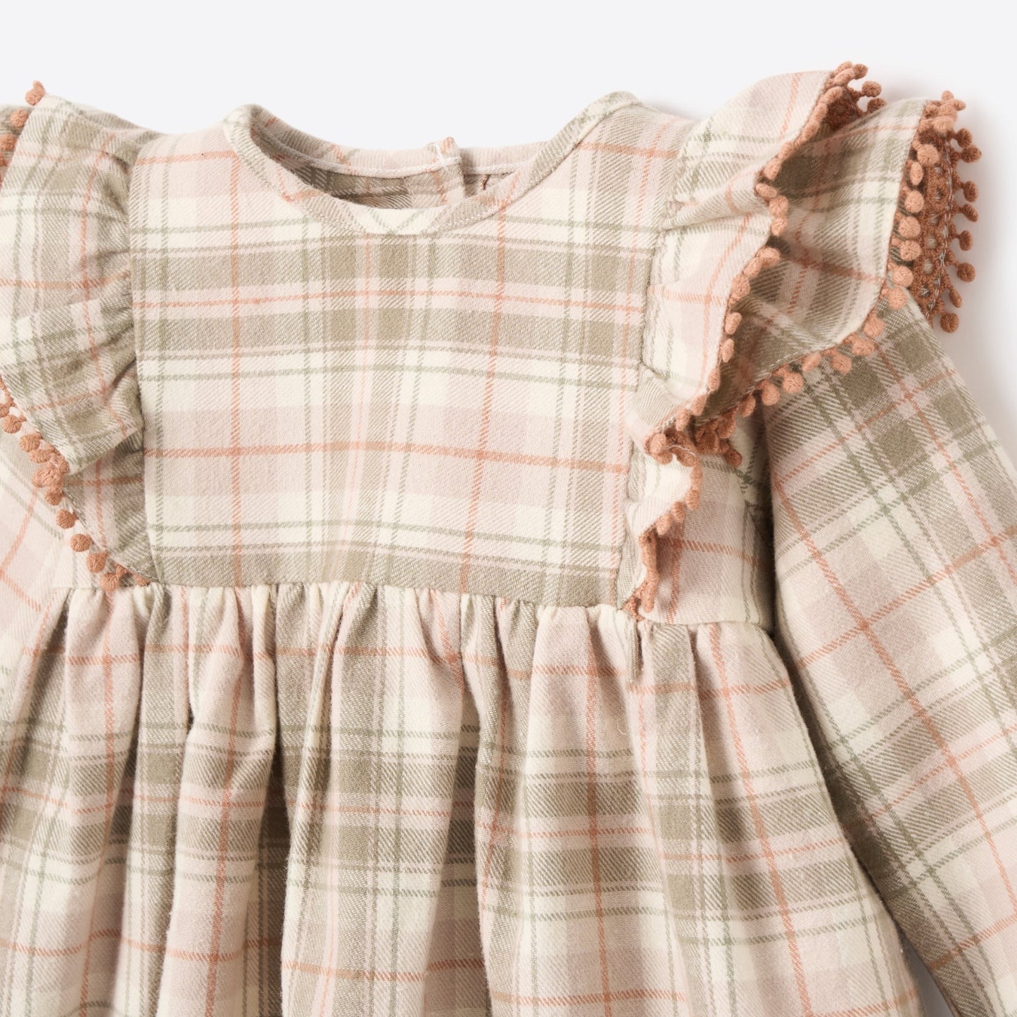 Plaid Ruffle Shoulder Dress & Bloomer Set