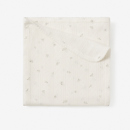 White Floral Organic Pointelle Cotton Baby Blanket
