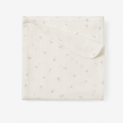 White Floral Organic Cotton Pointelle Baby Blanket