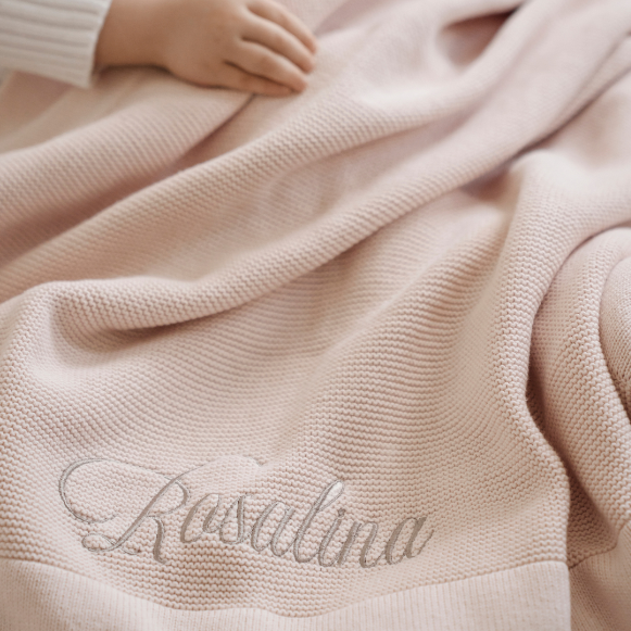 Pale Pink Sofia + Finn Knit Baby Blanket