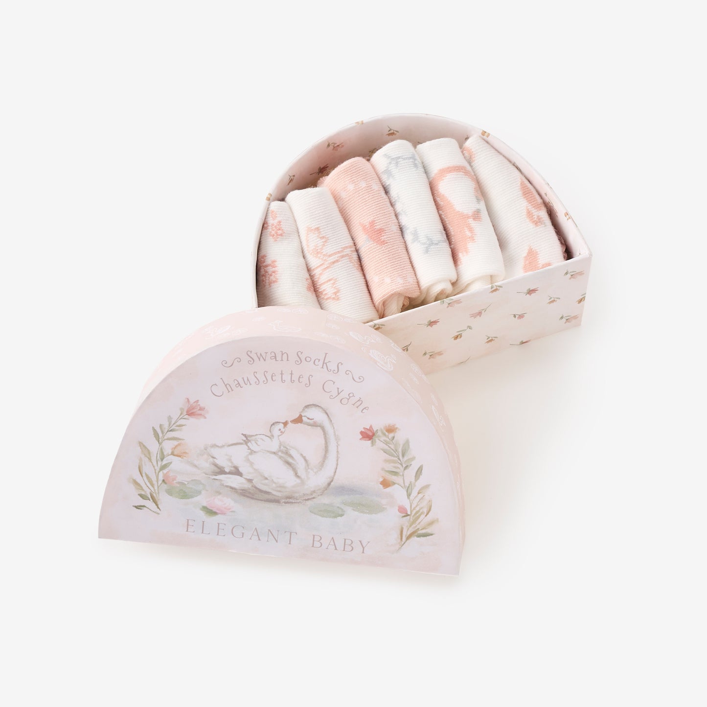 Swan Non-Slip Baby Socks 6 PK