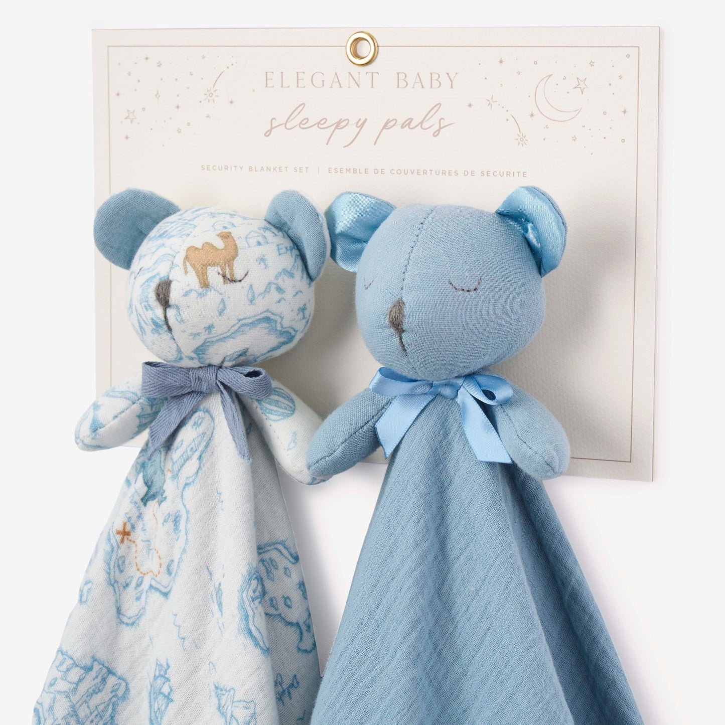 Blue "Sleepy Pals" Organic Security Blanket Set