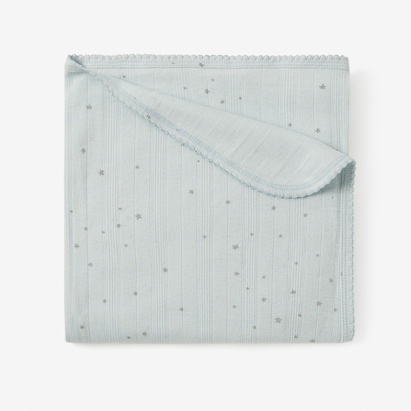 Blue Celestial Organic Cotton Ribbed Baby Blanket