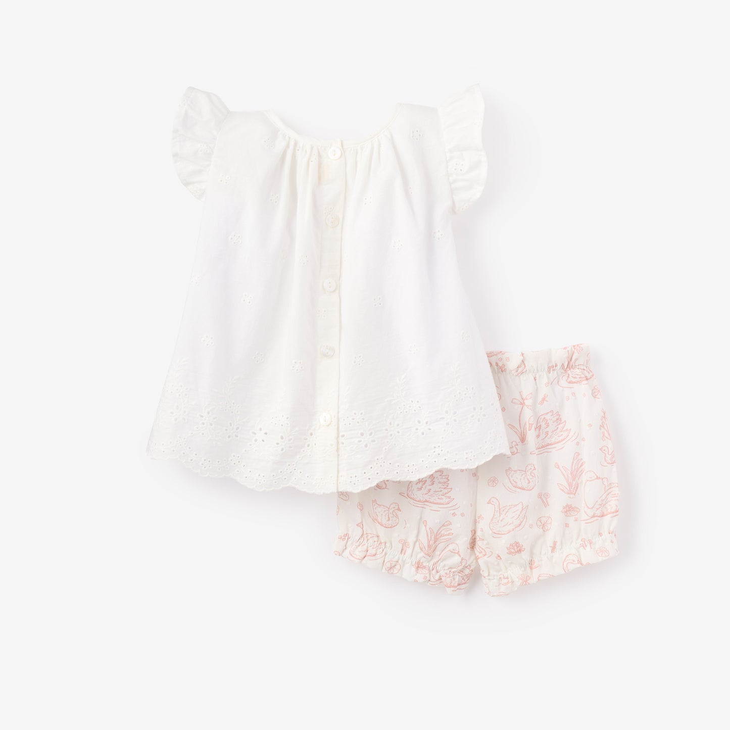 Eyelet Lace Top + Swan Toile Bloomer Set