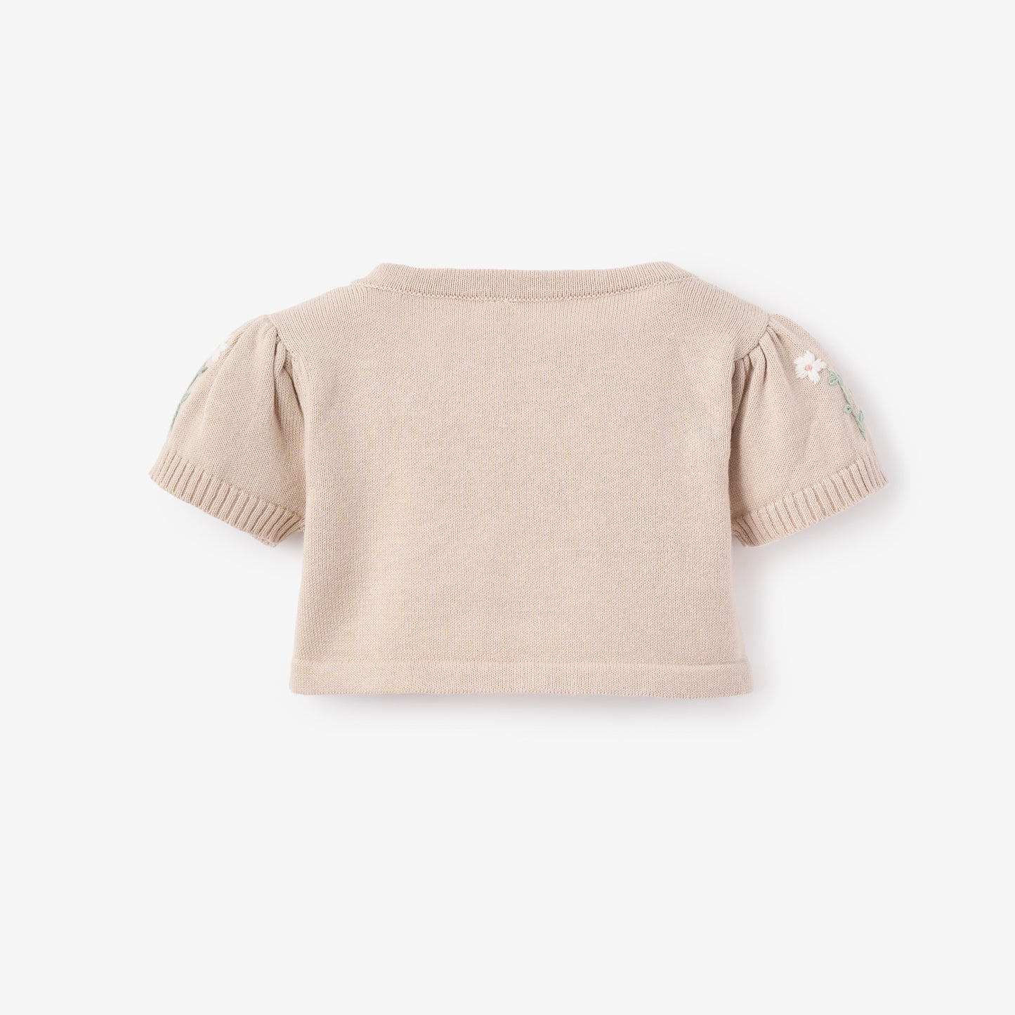 Embroidered Floral Bolero Cotton Knit Cardigan