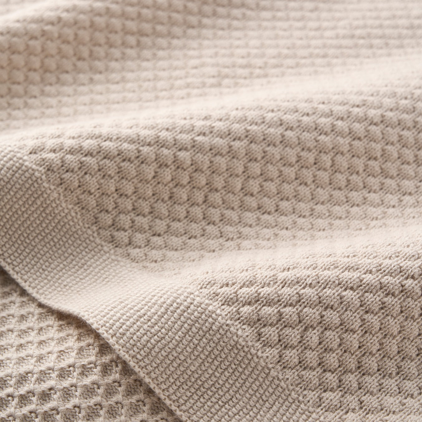 Taupe Textured Knit Blanket + Bunny Ring Rattle Gift Set