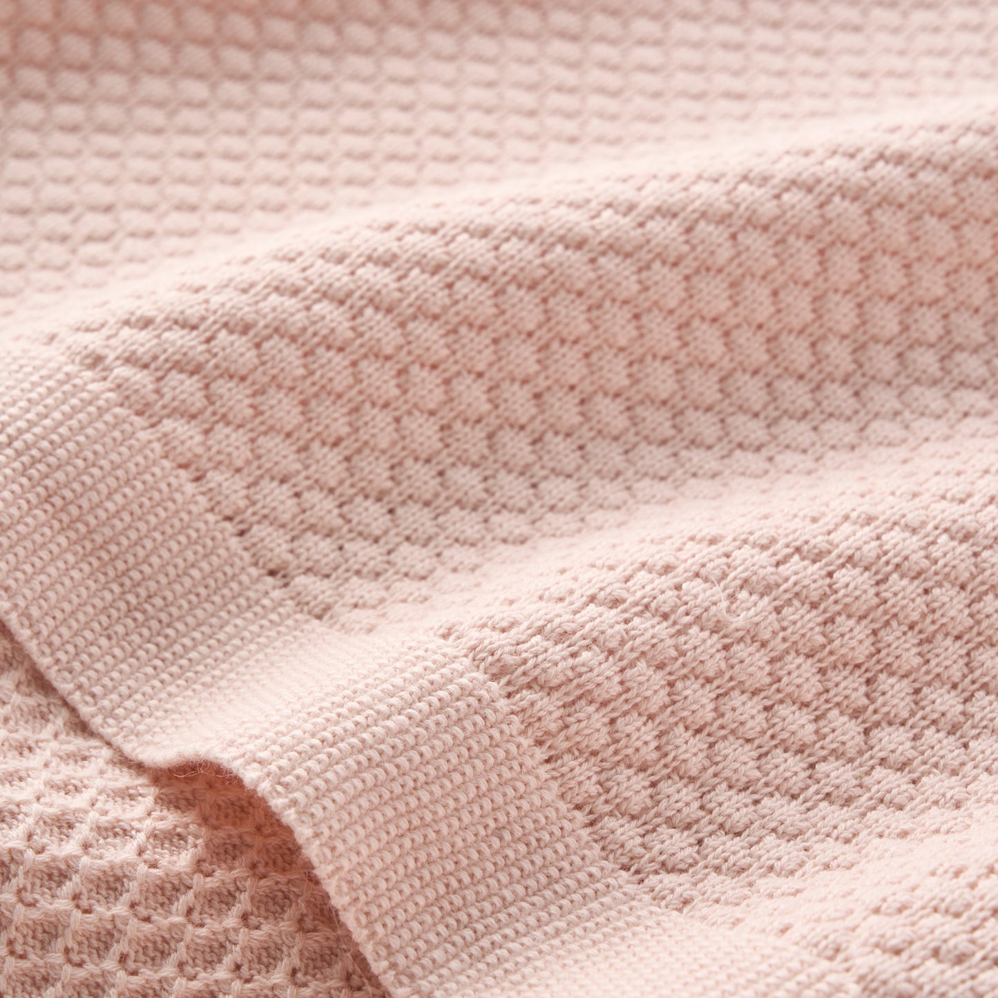 Blush Textured Knit Blanket + Bunny Ring Rattle Gift Set