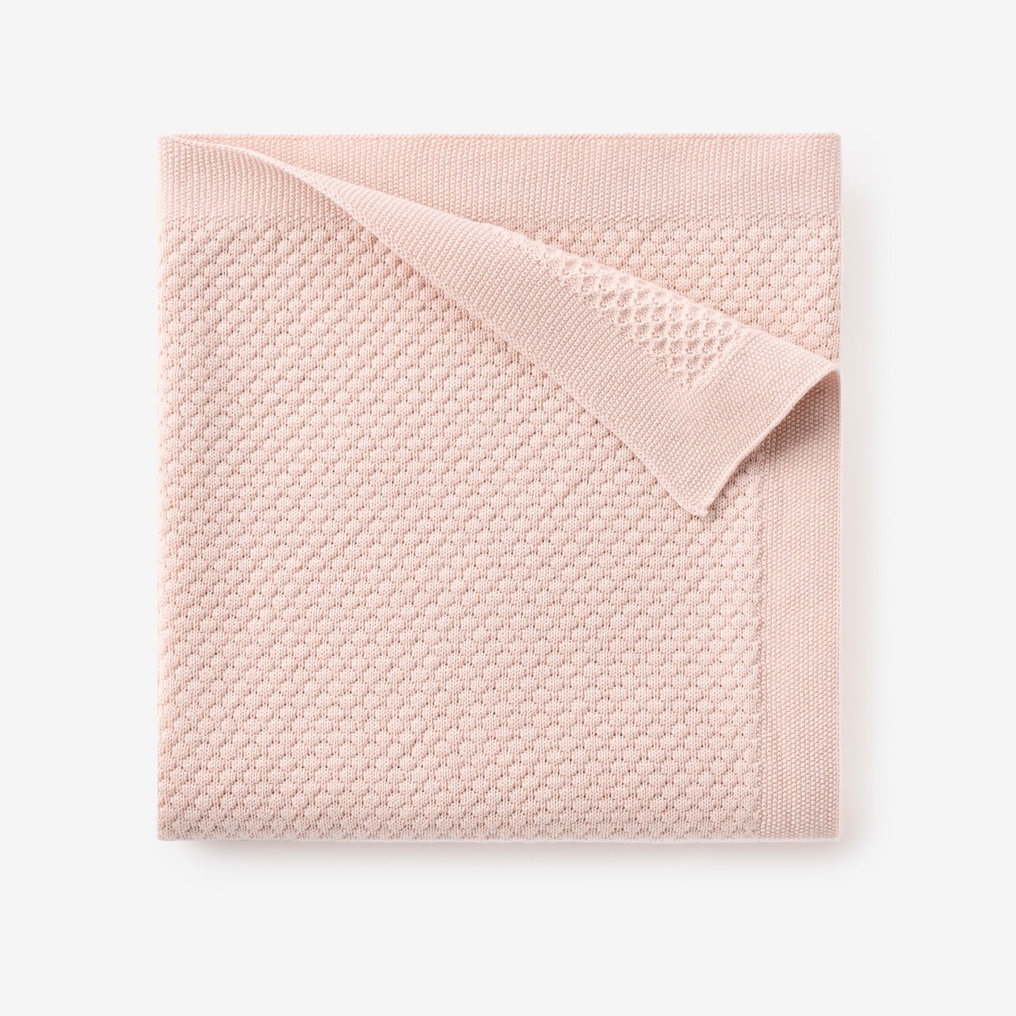 Blush Textured Knit Blanket + Bunny Ring Rattle Gift Set
