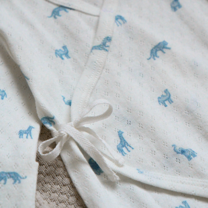 Blue Safari Print Organic Cotton Pointelle Layette 2 Pc Gift Set