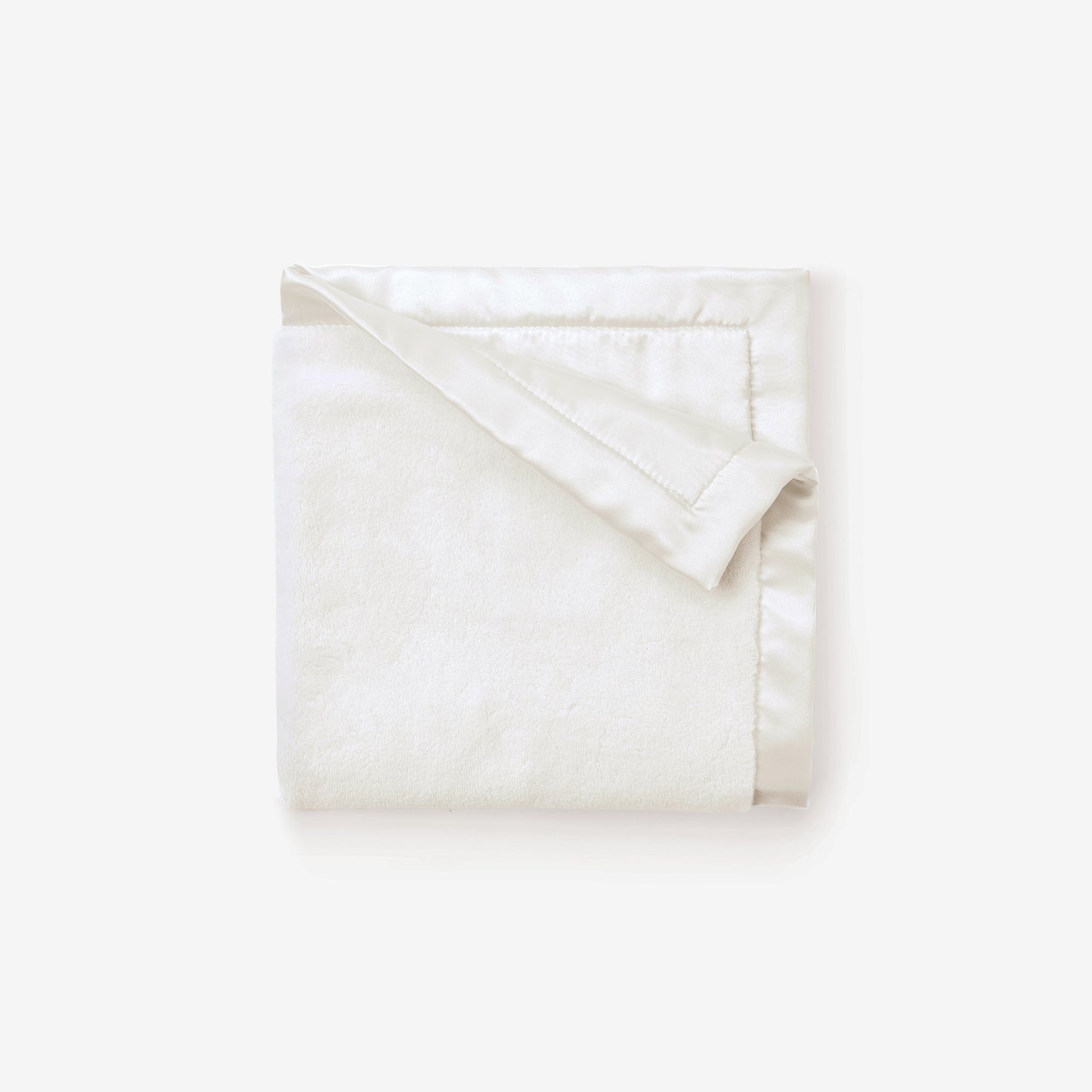 White Satin Trim Flannel Fleece Baby Security Blanket