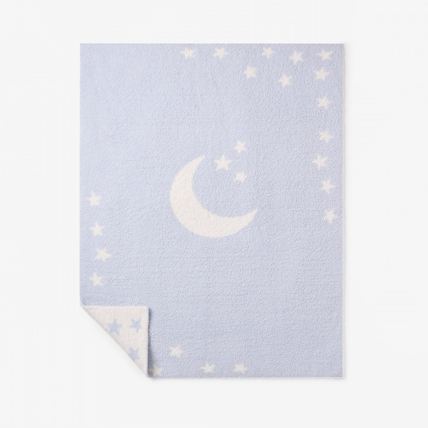 Pale Blue Celestial Feather Knit Baby Blanket