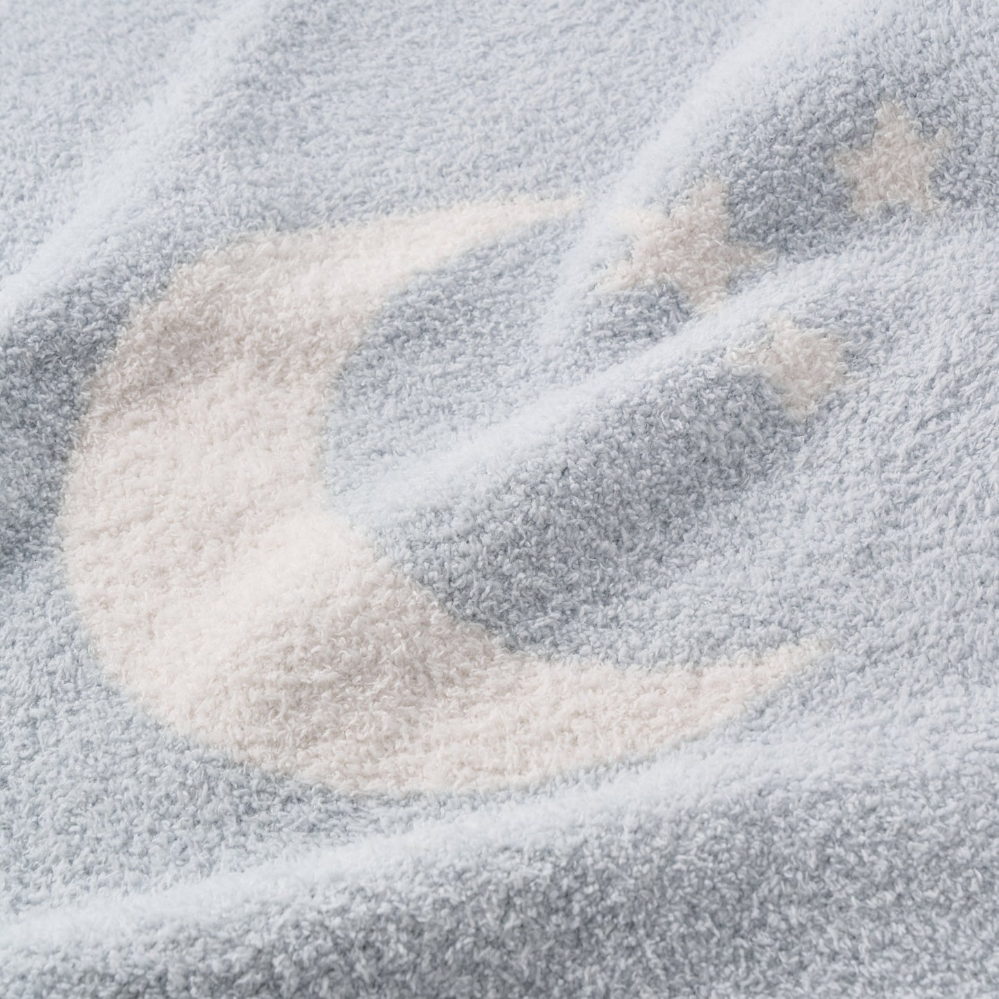 Pale Blue Celestial Feather Knit Baby Blanket