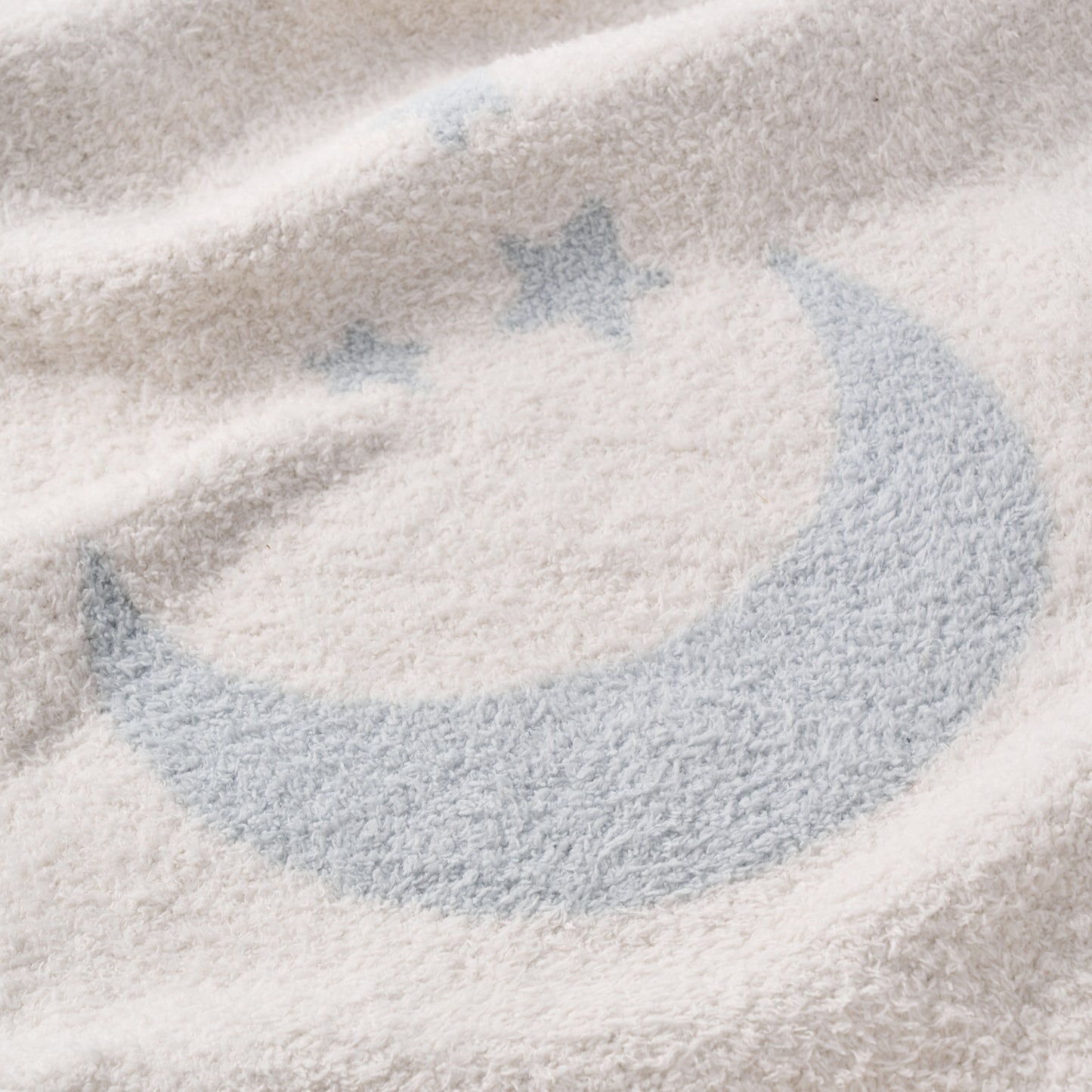 Pale Blue Celestial Feather Knit Baby Blanket