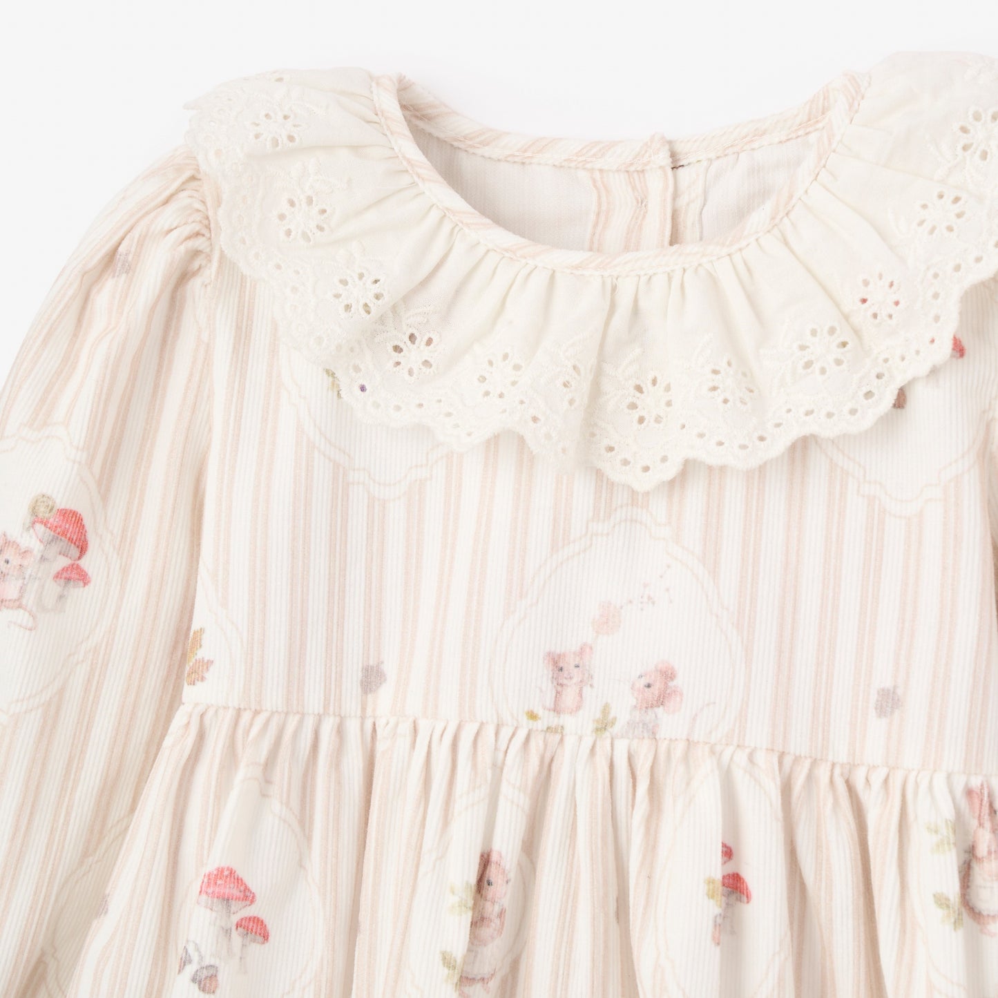 Magical Mouse Cameo Stripe Mini Cord Lace Collar Dress + Bloomer Se
