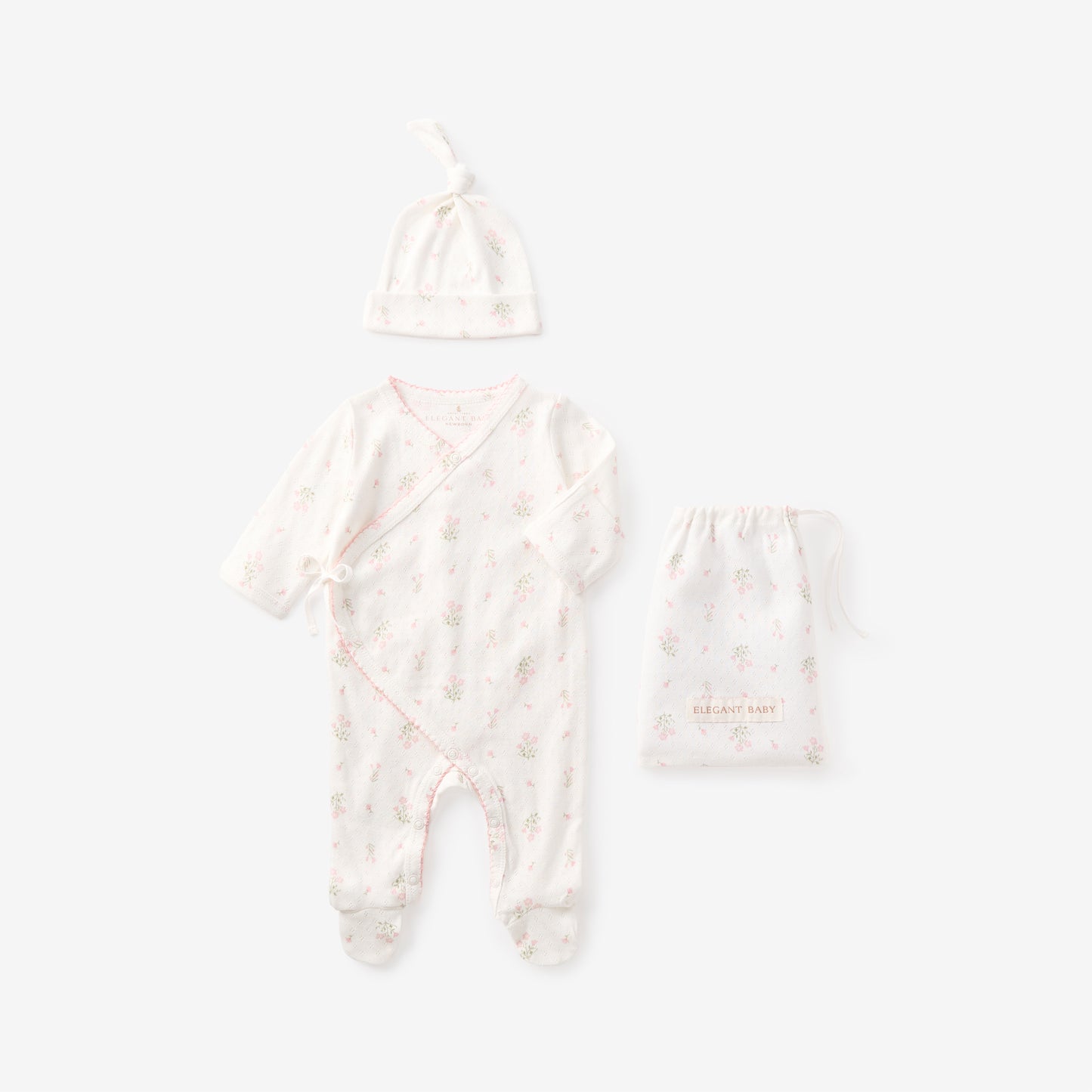 Folklore Floral Organic Cotton Pointelle Layette 2PC Set
