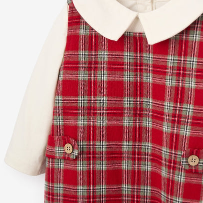 Holiday Red Tartan Jon Jon + Shirt Set