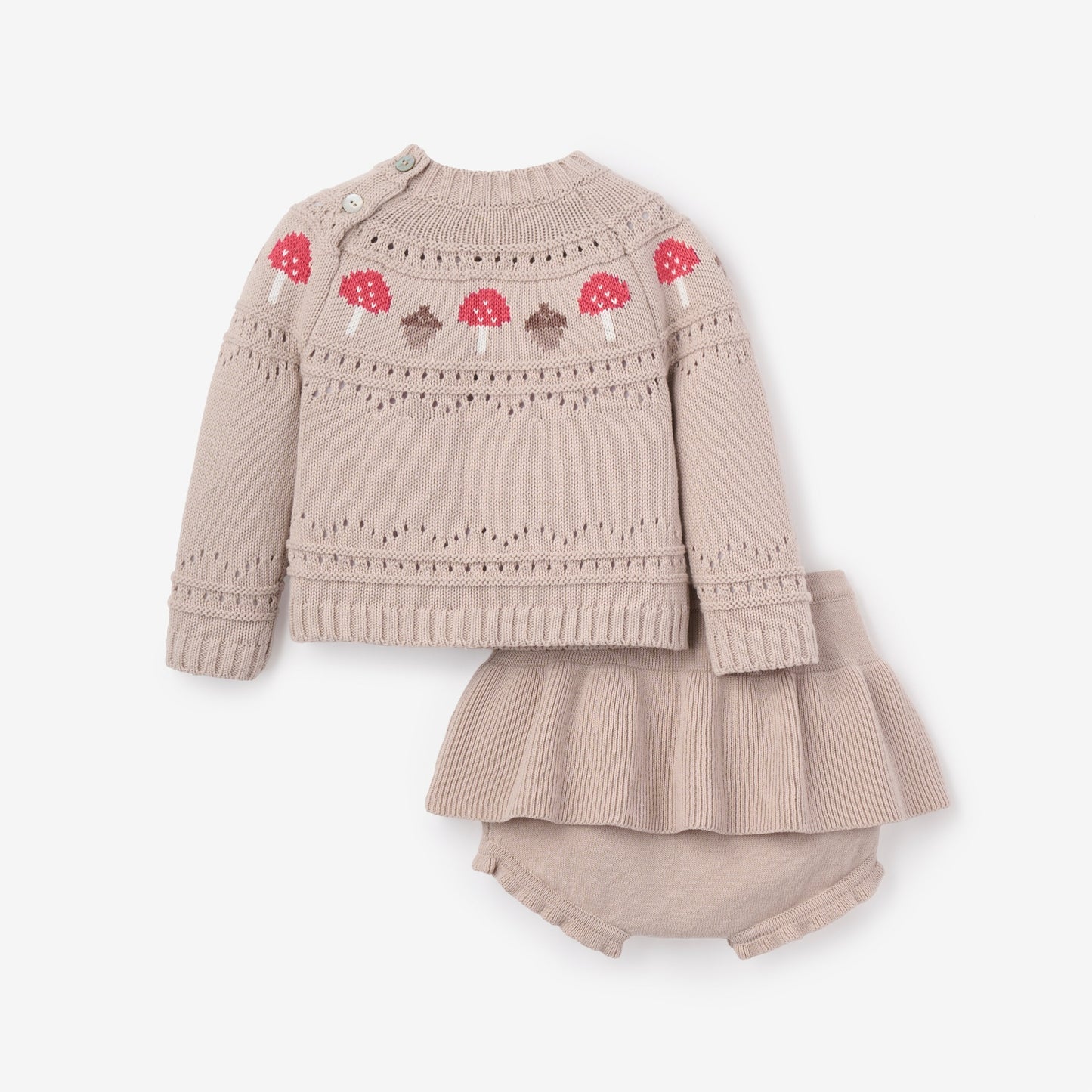 Mushroom Fairisle Knit Sweater + Skirt Set