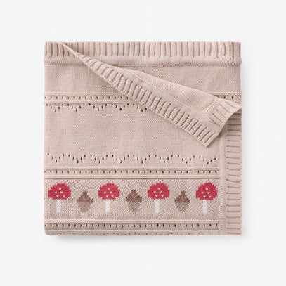 Mushroom Fairisle Knit Baby Blanket