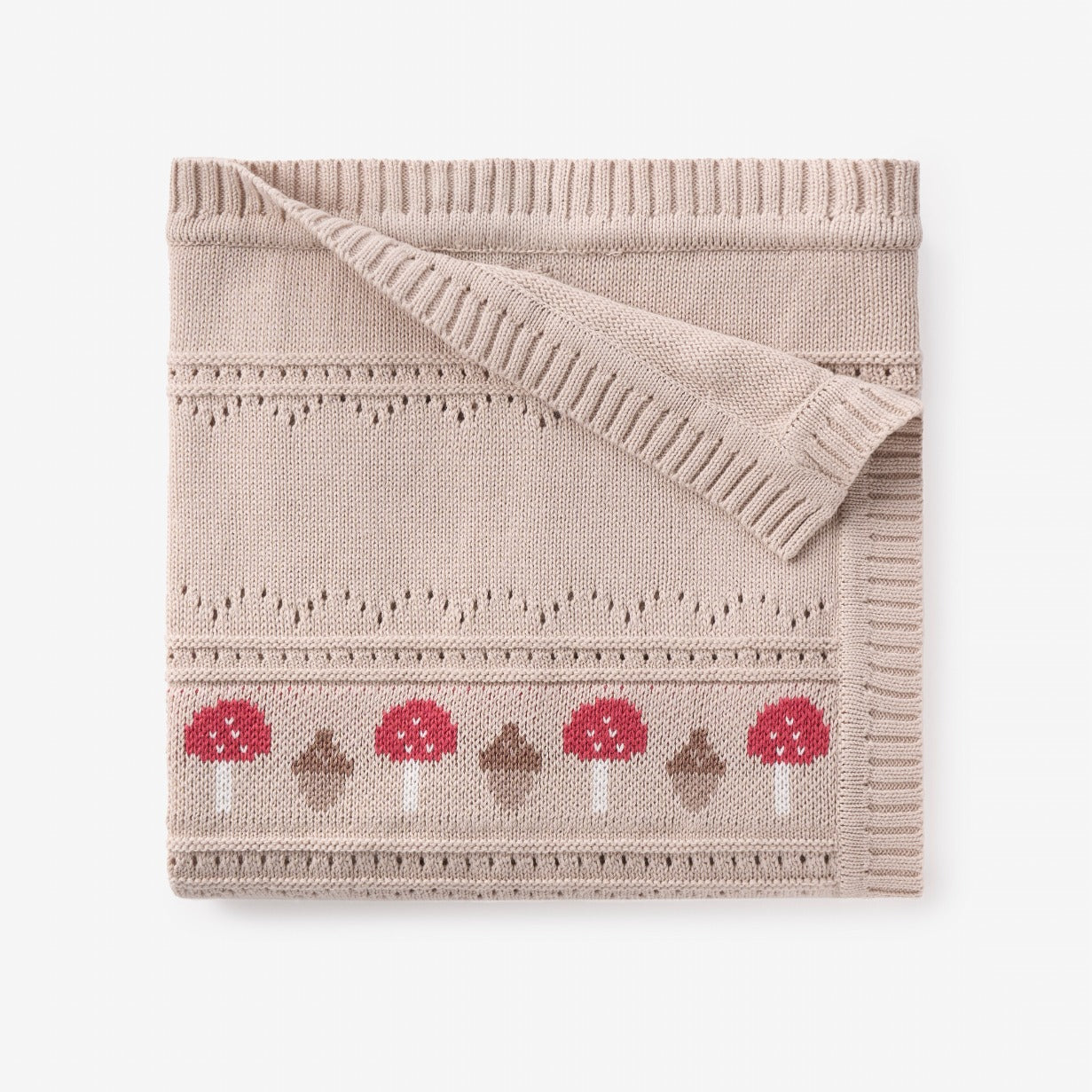 Mushroom Fairisle Knit Baby Blanket
